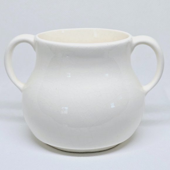 VINTAGE Hoenig of Calif Ivory Double Handle Cup/Sugar Bowl? Glazed Ceramic MCM - Picture 1 of 10
